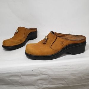 Ariat Brown Suede Leather Slip On Mules Clogs